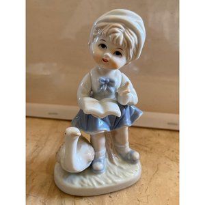 Korean Ceramic statue of girl and goose